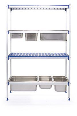 Aluminium Förvaringsställ för GN behållare - anslutningskrok - 15x42x(H)42mm