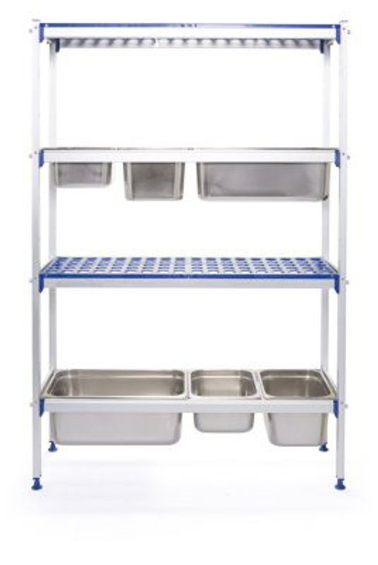 Aluminium Förvaringsställ för GN behållare - anslutningskrok - 15x42x(H)42mm