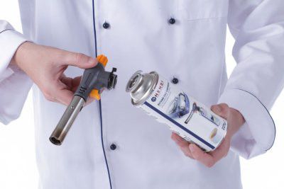 Chefs Blåslampa flamsäker - Sats brännare och patron - 190x65x(H)250mm