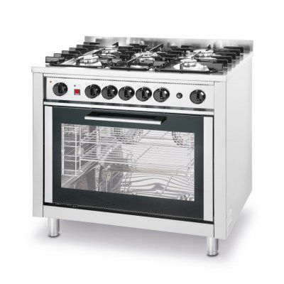 Gasspis - 5 brännare med elektrisk ugn - 230V / 2700W - 14.3 kWh - 900x655x(H)mm