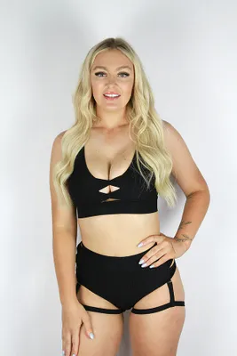 Rarr Designs - Sasha Mid Waist Garter Shorts Black