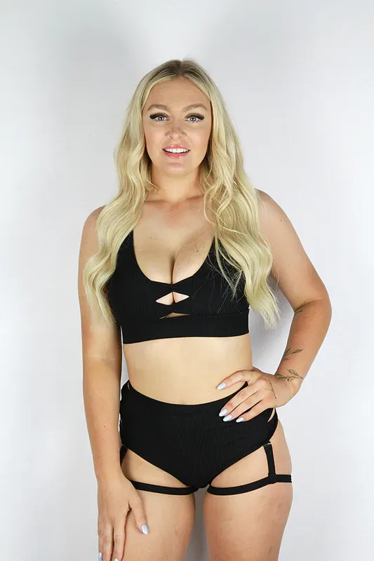 Rarr Designs - Sasha Mid Waist Garter Shorts Black