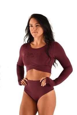 Embossed Crop Top - Burgundy