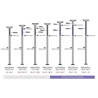 X-Pole Extension/Förlängning 45mm Krom – 125mm till 1000mm