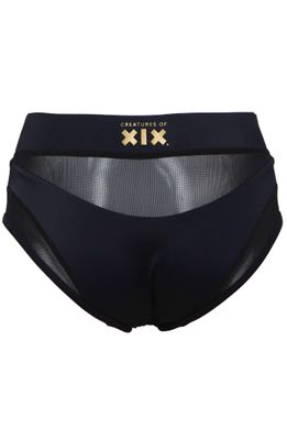 Goddess High Waisted Bottoms - Black with Black mesh