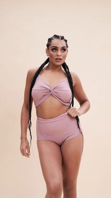 LUNALAE HW Basic Short Ribbed BLUSH TAUPE