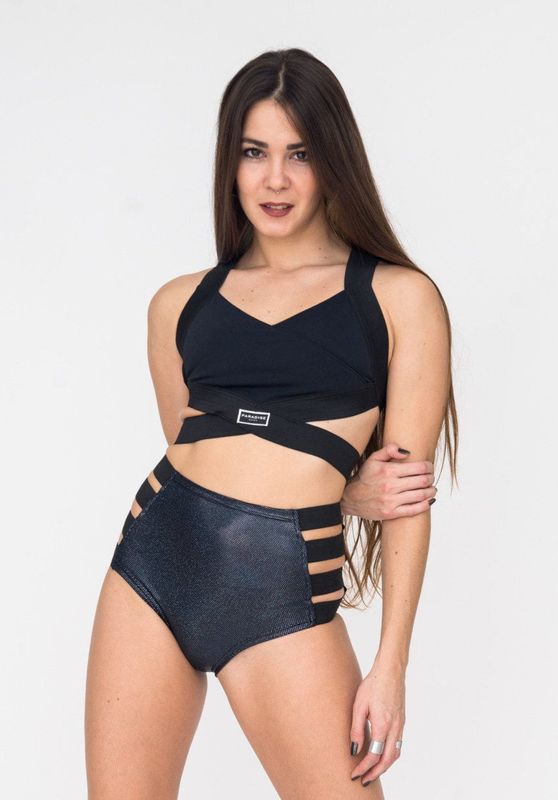 Short High Waist Sparkle Stripes