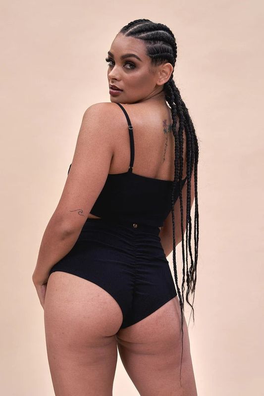 LUNALAE HW Basic Short Ribbed BLACK