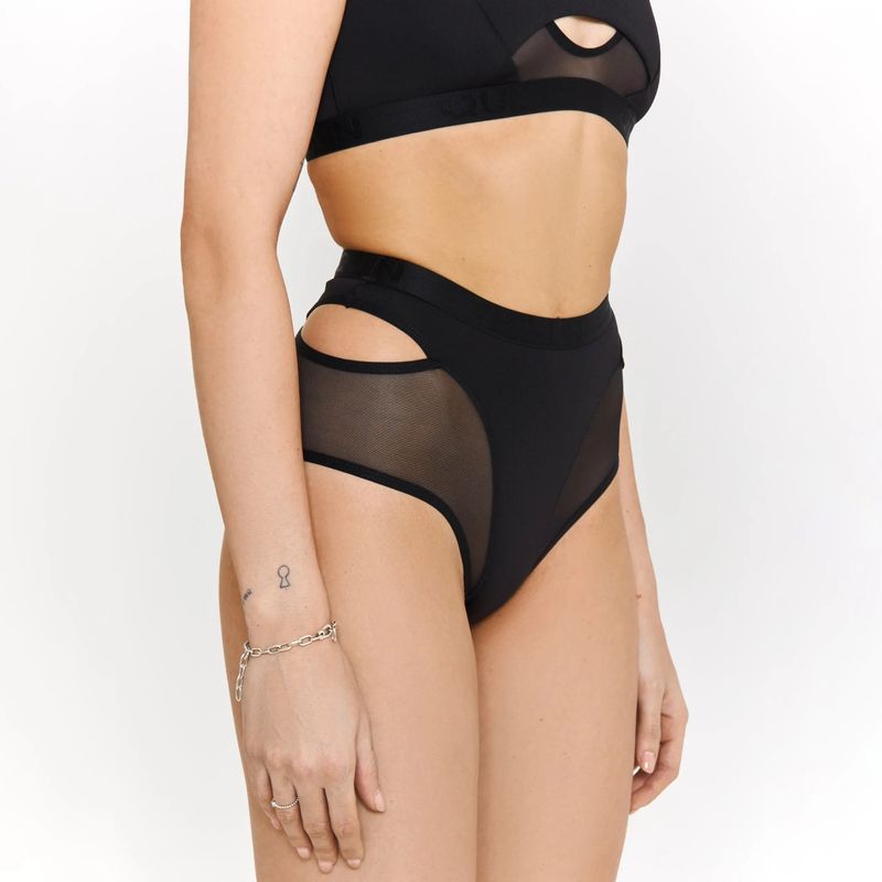 Queen PoleWear High Waisted Shorts with Mesh – CANDY – Black