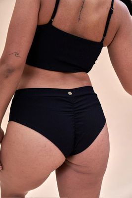 LUNALAE Low Waist Basic Shorts Ribbed BLACK