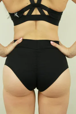 Rarr Designs - Matte Black Mid Waisted BRAZIL Scrunch Bum Shorts