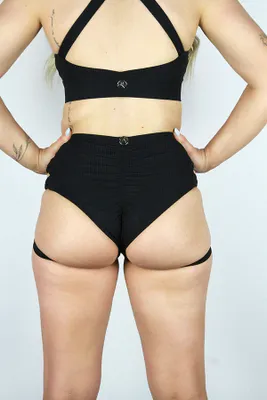 Rarr Designs - Sasha Mid Waist Garter Shorts Black