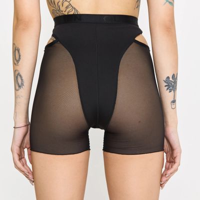 Queen PoleWear Long Shorts with Mesh – CANDY – Black