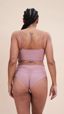 LUNALAE Low Waist Basic Shorts Ribbed BLUSH TAUPE
