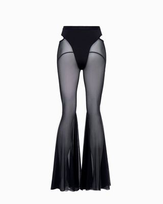 Queen PoleWear Mesh Flared Pants – CANDY – Black