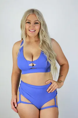 Rarr Designs - Sasha Mid Waist Garter Shorts Cornflower Blue