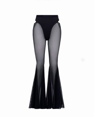 Queen PoleWear Mesh Flared Pants – CANDY – Black