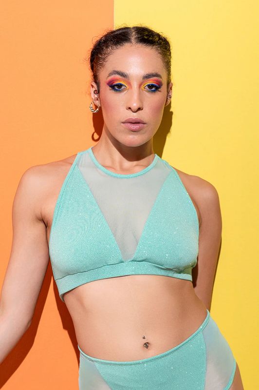 RAD Triangle glitter top - Aqua