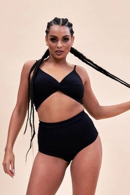 LUNALAE HW Basic Short Ribbed BLACK