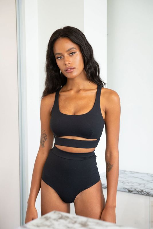 Lunalae Aliza Scoop Neck Top Recycled Black
