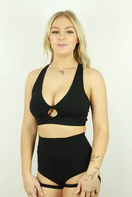 Rarr Designs - Matte Black Knot Sports Bra