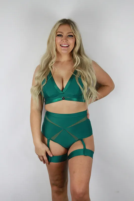 Rarr Designs - Yasmin High Waist Booty Shorts Forest Green