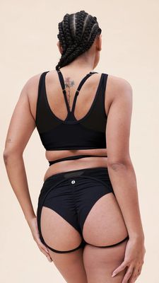 Lunalae Fiona Cross Over Wrap Mesh Top Black