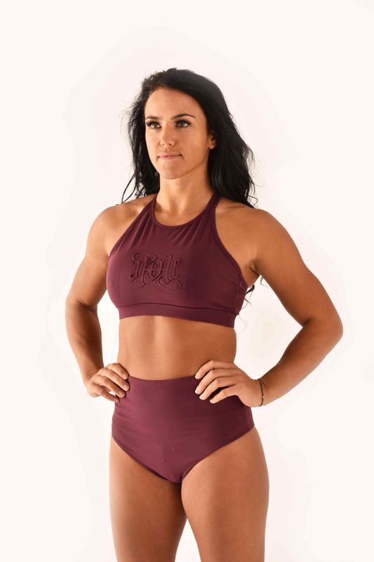 Embossed Sports Bra - Burgundy