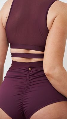 Lunalae Naomi Scoop Neck Cut Out Top Recycled Mulberry