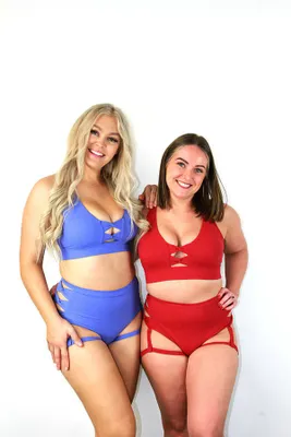 Rarr Designs - Sasha Mid Waist Garter Shorts Sangria Red