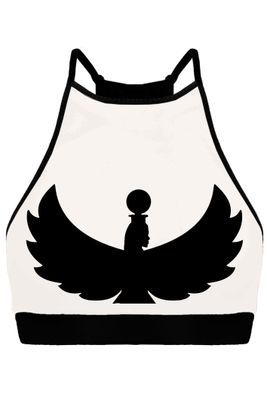 I S I S Goddess Halter Top - Black with White Mesh
