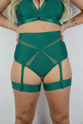 Rarr Designs - Yasmin High Waist Booty Shorts Forest Green