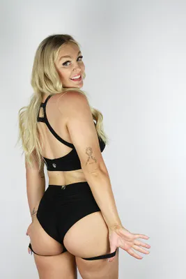 Rarr Designs - Sasha Mid Waist Garter Shorts Black
