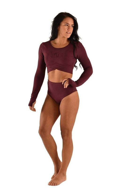 Embossed Crop Top - Burgundy