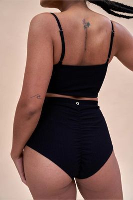 LUNALAE HW Basic Short Ribbed BLACK