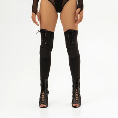 Queen PoleWear Adjustable Thigh High Knee pads – INFINITY – Black