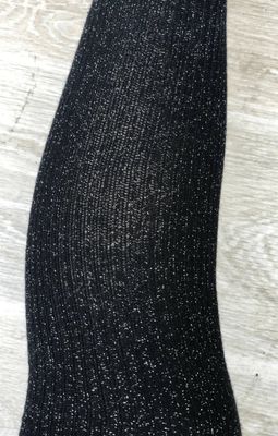 Lunalae Black & Silver Sparkle Thigh High Socks