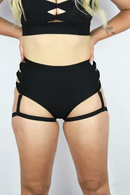 Rarr Designs - Sasha Mid Waist Garter Shorts Black