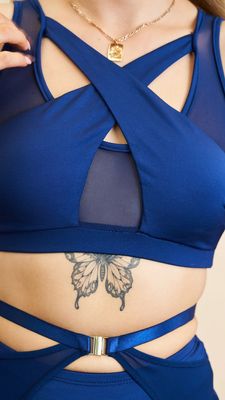 Lunalae Katherine Cross Over Top Recycled Navy