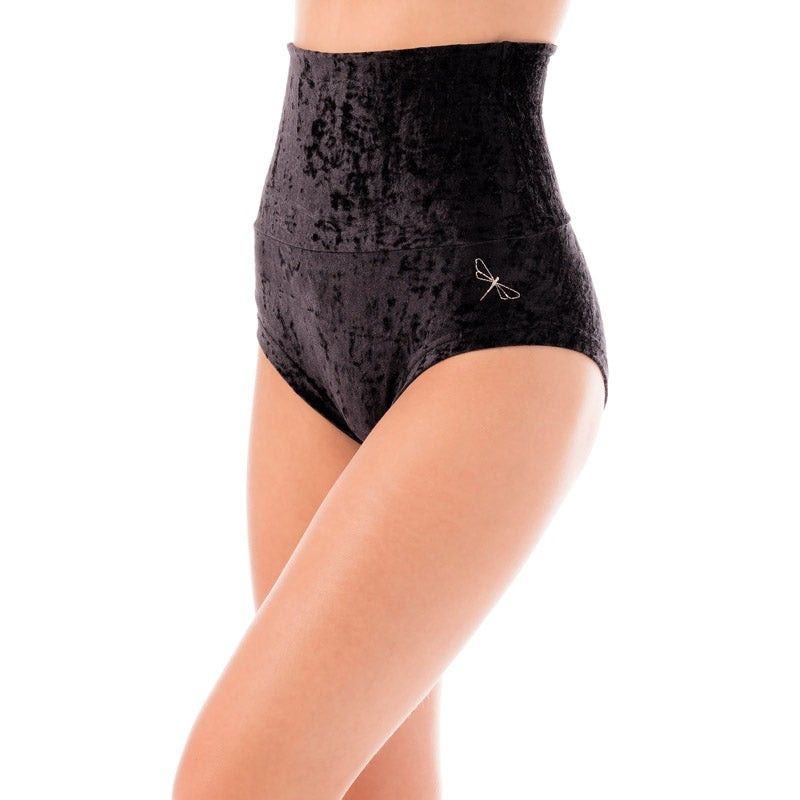 Dragonfly - High waisted shorts Betty velvet Black