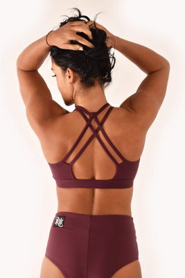 Embossed Sports Bra - Burgundy