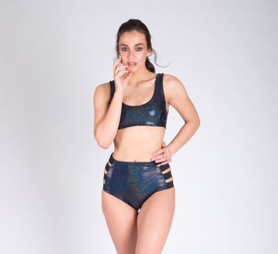Short High Waist Sparkle Stripes
