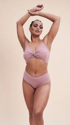 LUNALAE Low Waist Basic Shorts Ribbed BLUSH TAUPE