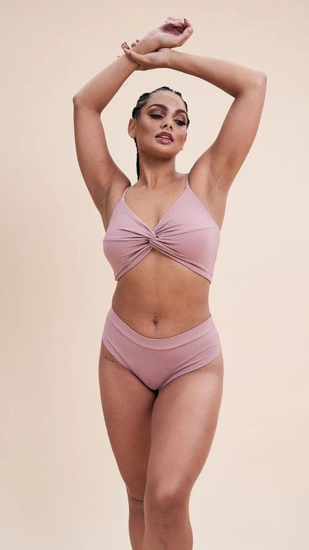 LUNALAE Low Waist Basic Shorts Ribbed BLUSH TAUPE