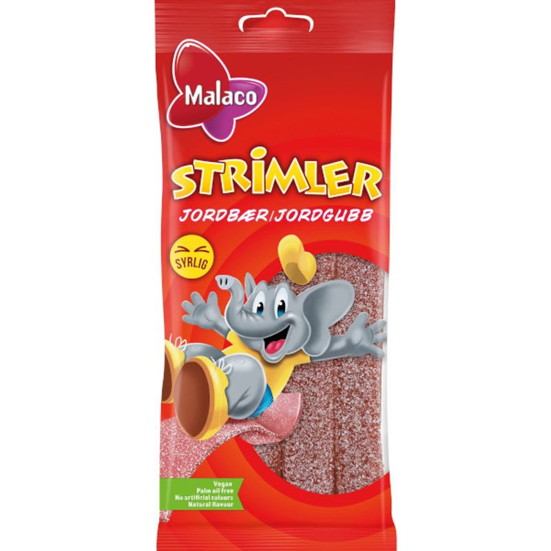 Malaco Jordgubb Strimler 30 X 80 G