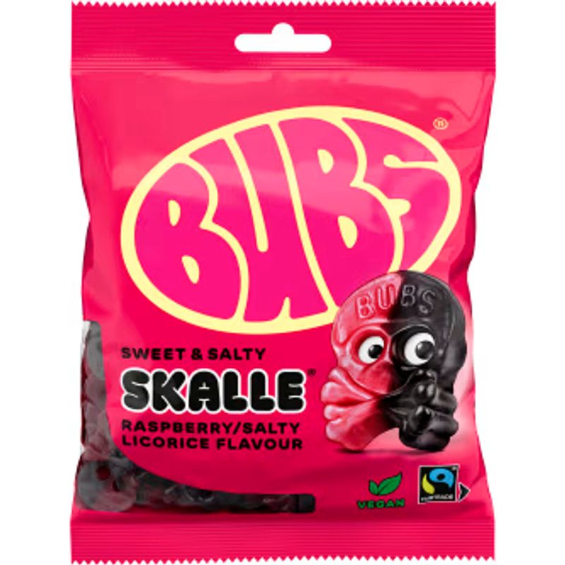 BUBS RASPBERRY SALTY LICORICE SKALLE 16 X 155G