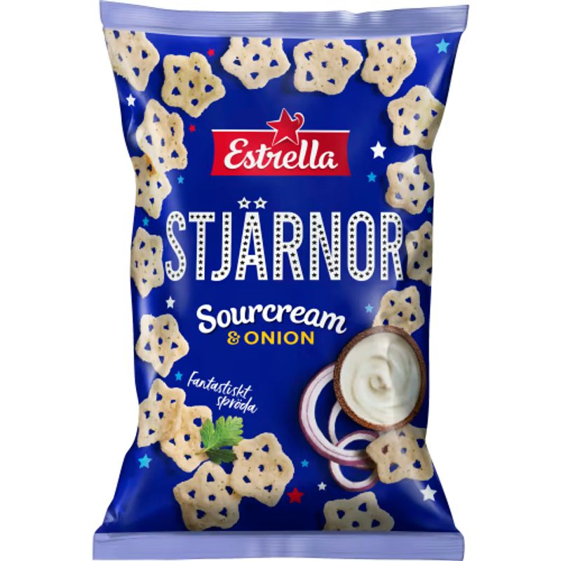Estrella Stjärnor Sourcream & Onion 12 X 85 G