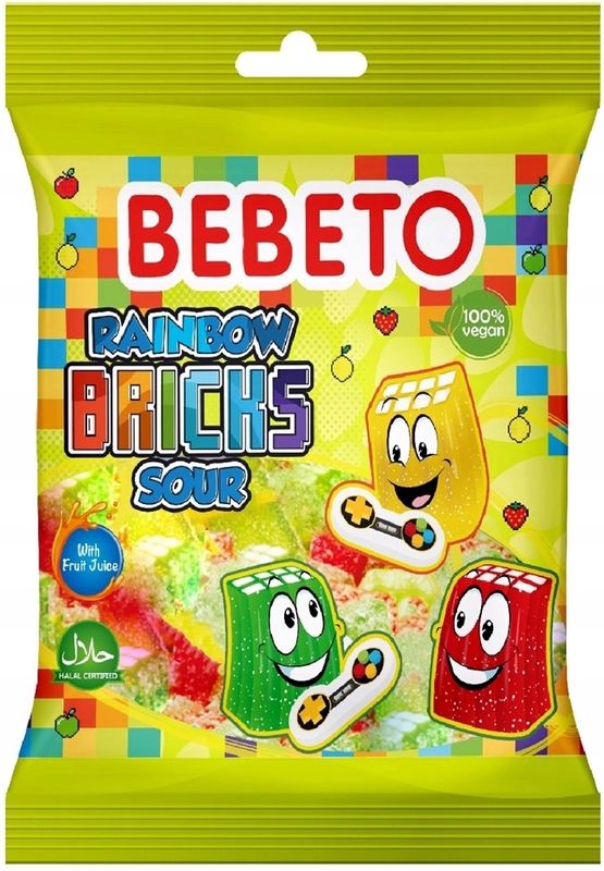 Bebeto Rainbow Bricks Sour 12 X 80 G