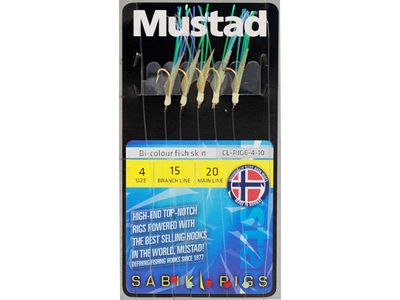 Häckla Mustad Bi Colour Fish Skin Rig - 4 - 5 krokar