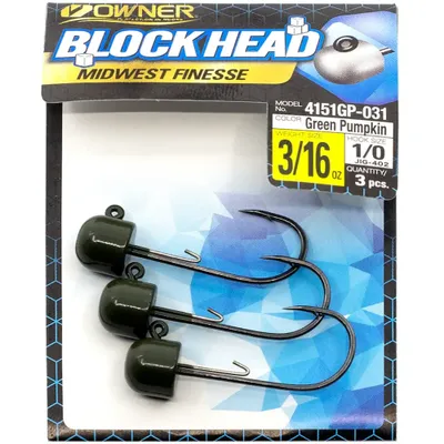 Owner Block Jig Head - 3p - Green Pumpkin